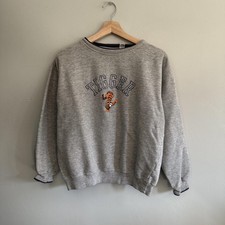 Pooh Tigger Sweatshirt Mens Medium Gray Crewneck Fleece Graphic Pullover Disney