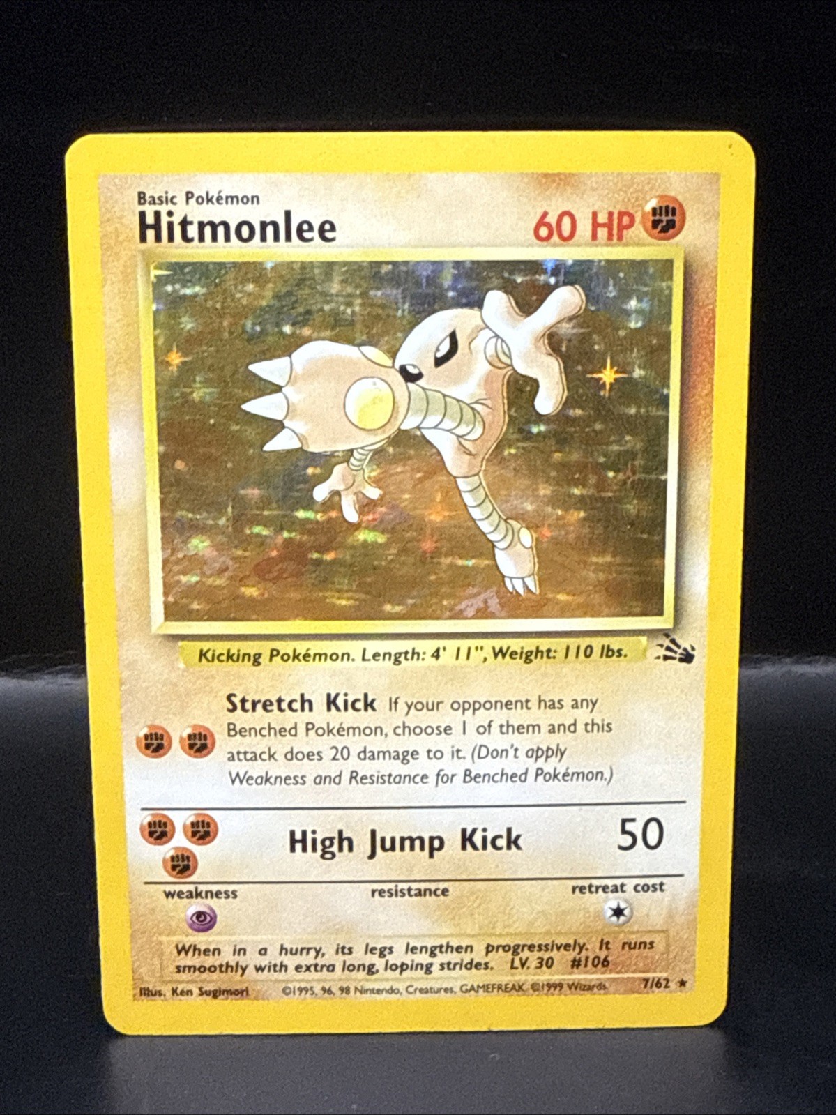 Pokemon TCG Hitmonlee 7/62 Fossil Holo Unlimited Vintage B