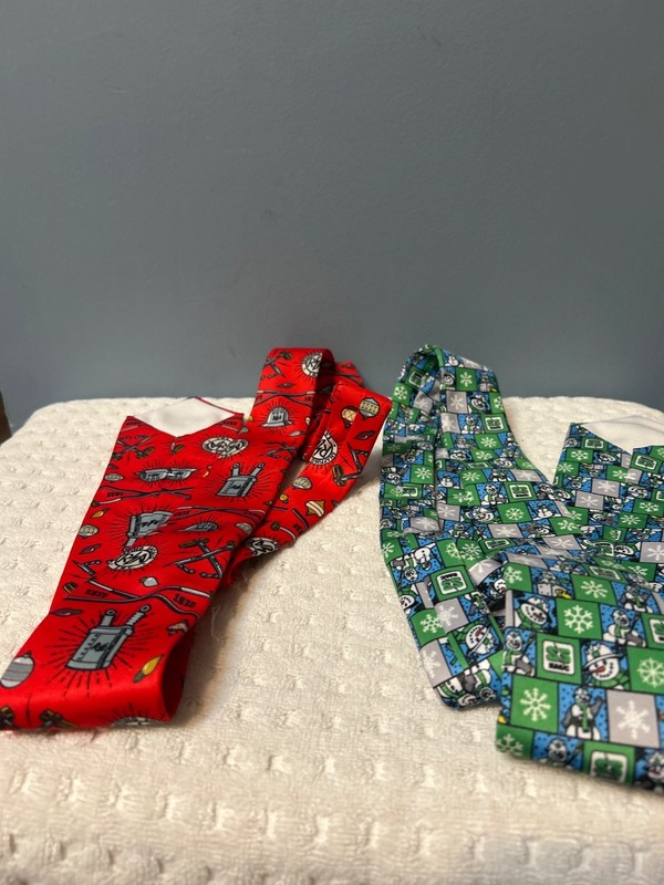 2 Knotty Ties Red  Snapping Shoals EMC and Snowman Green , Blue and White