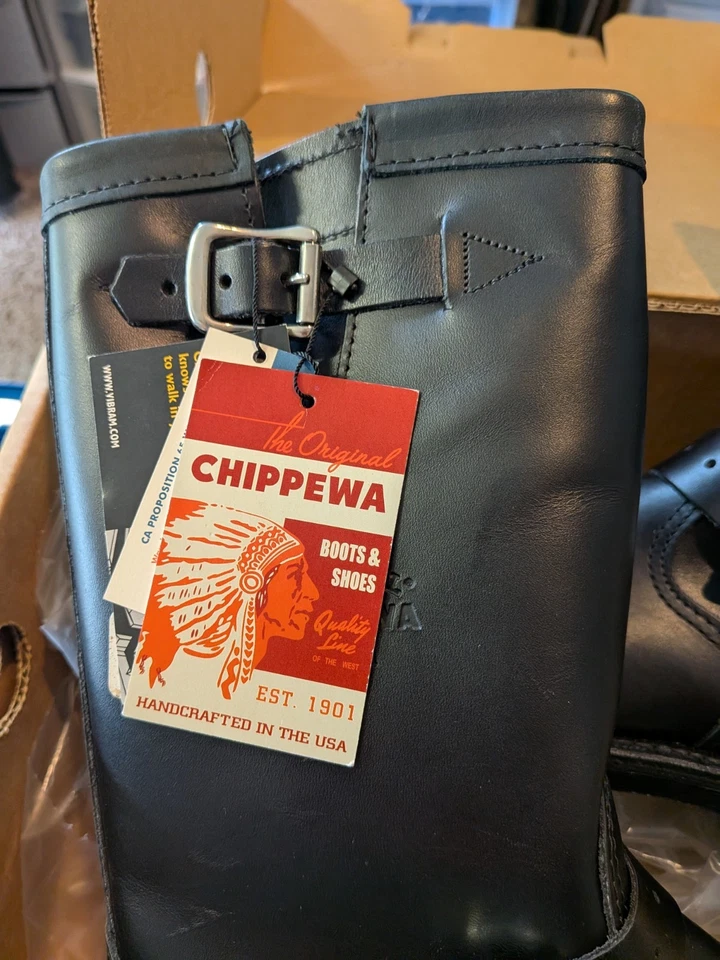 Nuevas botas de cuero negras Chippewa Crazy Horse Engineer 7M para mujer 1901W14 nuevas con etiquetas Foto 3 de 4