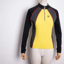 CASTELLI Womens Yellow Black  Full-Zip Thermo Long Sleeve Cycling Jersey Size L