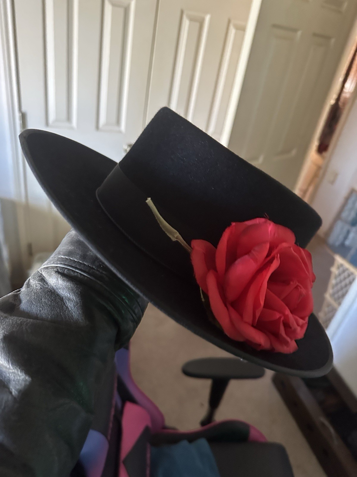 Sombrero Cordobes Vintage ISESA Sevilla Majarca Piel Negro Fieltro Talla 56 España