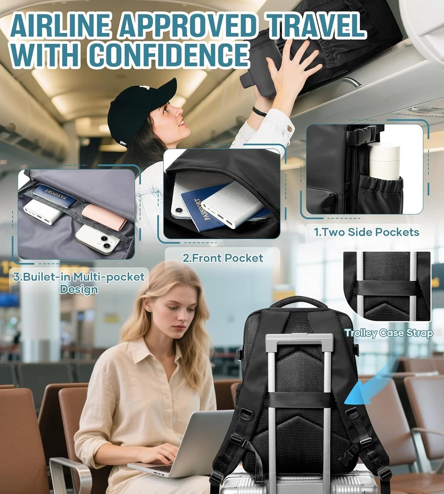 Mochila de viaje al vacío con bomba para mujer artículo personal mochila al vacío mochilas  Foto 4 de 4