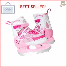 Nattork Adjustable Ice Skates, Blue Ice Skating Shoes for Kids, Boys and Girls,