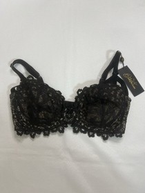 Dita Von Teese Bra Dahlia Balconette Underwired Lace Strappy Cage Black 32DD