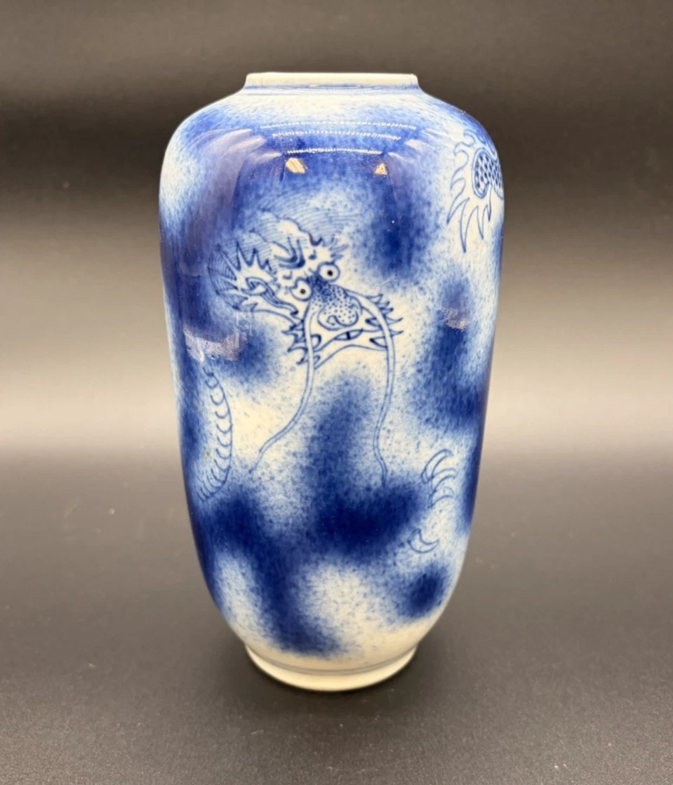 蓝色中国古董花瓶| eBay