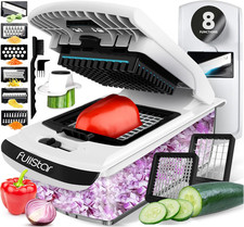 Affettatrice per Verdure e Mandolina 8 in 1 con Contenitore e Grattugia