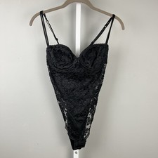 Vintage Victoria's Secret Bodysuit Womens 36C Black Lace Teddy Lingerie USA