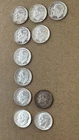 Lot Of 11, Roosevelt Dimes, 90% Silver, 1956, ‘57, ‘59, ‘60, ‘63, ‘64