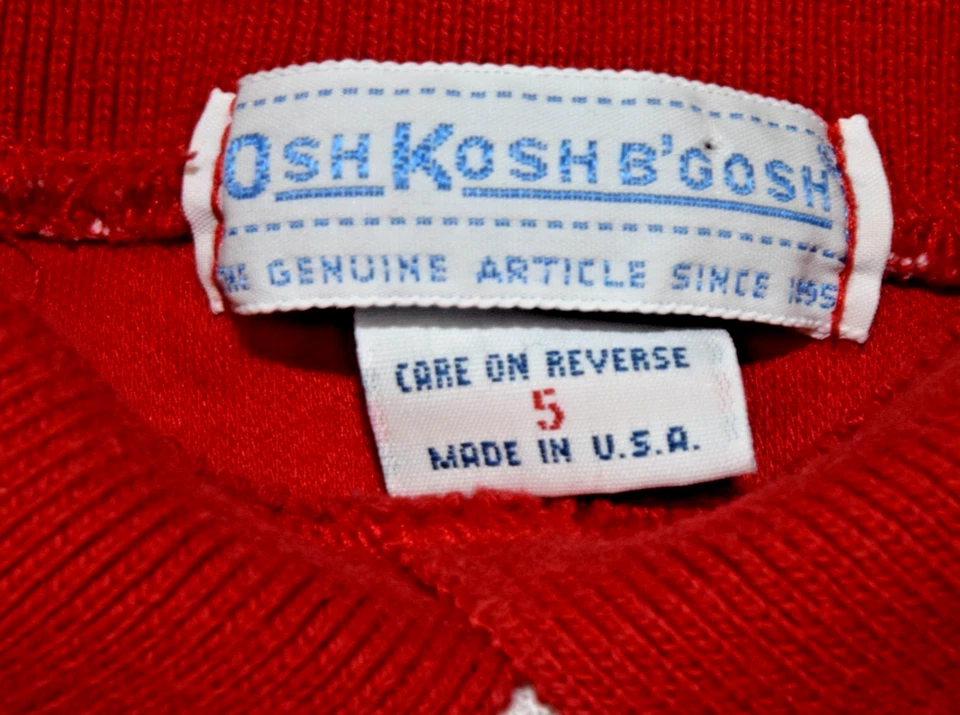 Camisa De Colección Niñas OshKosh Talla 5 Años 80 Roja Cuello Festoneado Margaritas Hecha en EE. UU. Foto 4 de 4