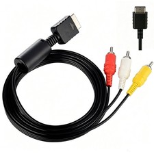 6FT RCA AV Audio Video Composite Cable Cord For PS1 PS2 PS3 PS3 Slim PlayStation