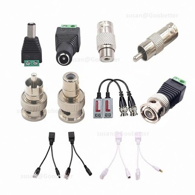 CAT5 UTP TO COAXIAL CAMERA CCTV TV POWER VIDEO RCA BALUN BNC CABLE CONNECTORS