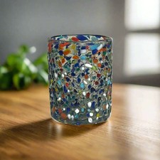 Vaso confeti con guijarros | Cristalería mexicana soplada a mano