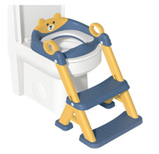 USED Potty Training Toilet Seat Potty Toilet Trainer with Steps Non Slip Blue