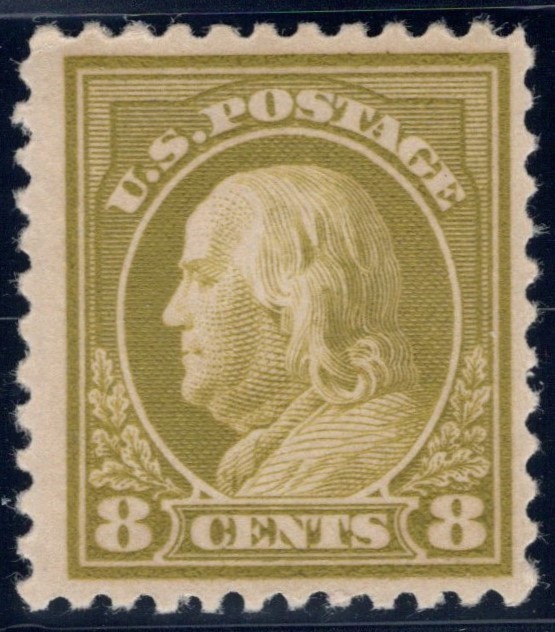SC#508, 1917--8 Cent Benjamin Franklin, Flat Plate, Perf. 11, M/LH