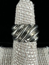 Vintage Sterling Silver Wide Twisted Band Ring Sz 6