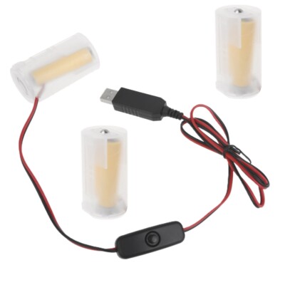 Universal USB 5V 2A to 4.5V1A LR20 D Battery Elimination Line Power Supply Cable
