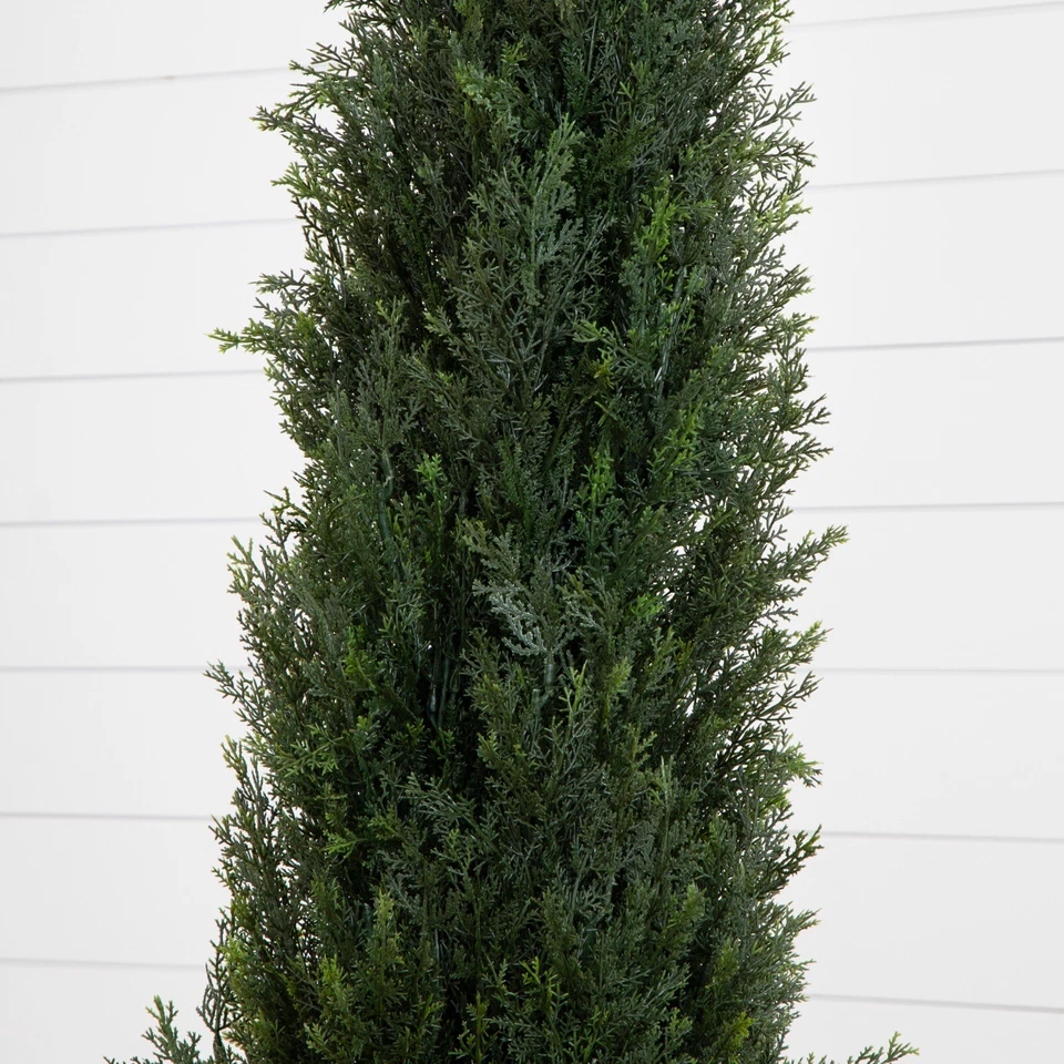 Árbol artificial de pino cedro topiario de 9’ decoración del hogar UV interior/exterior. Foto 4 de 4