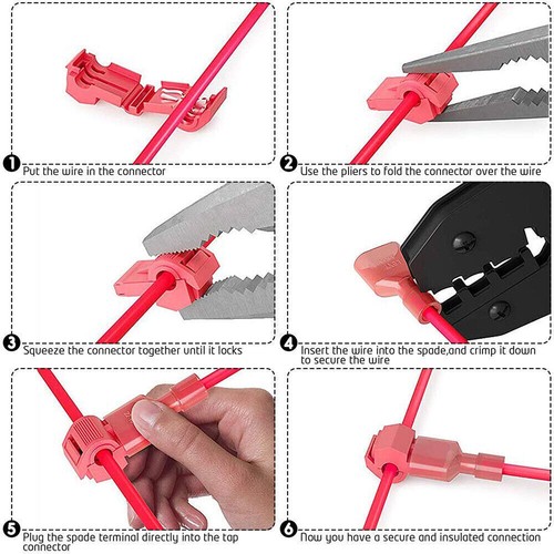 100X T-Taps Wire Terminals Connectors Insulated Quick Splice Combo Kit 22-16AWG - Picture 3 of 9