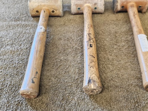 4 Garland Rolled Rawhide Leather Hammer Mallet Wood USA Made 9.5" Handle - Picture 5 of 14