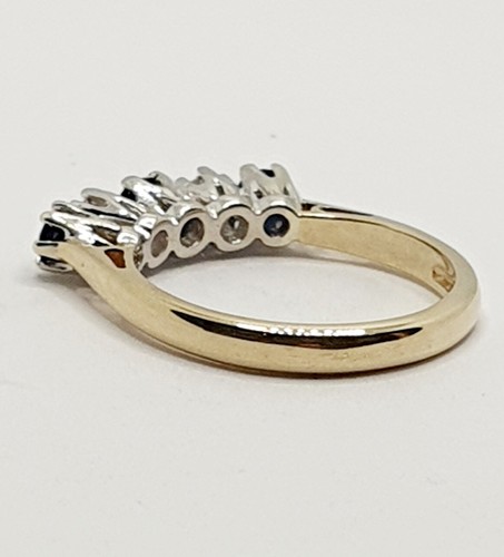 Diamond & Sapphire Half Eternity Five Stones Ring 9ct Yellow Gold Size L 1/4 - Picture 7 of 23