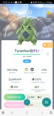 Tyranitar Legacy ( Smack Down ) Pokemon Tr@de Go