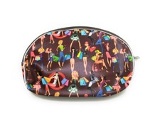 Brown 5" x 8" Fashion Girl Print Large Zipper Cosmetic Bag