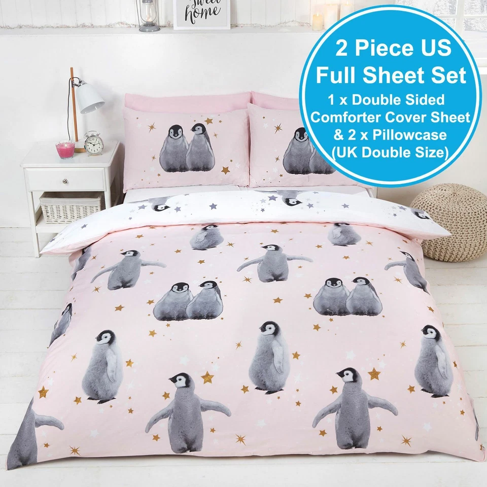 Estrellado Pingüinos Set Funda Edredón Matrimonio Rosa Infantil - 2 IN 1 Diseño - Imagen 3 de 3