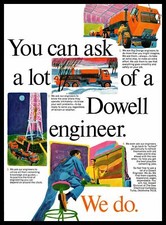 1966 Dowell Big Orange Oil Field Engineer Dow Chemical Tulsa OK Vintage Print Ad