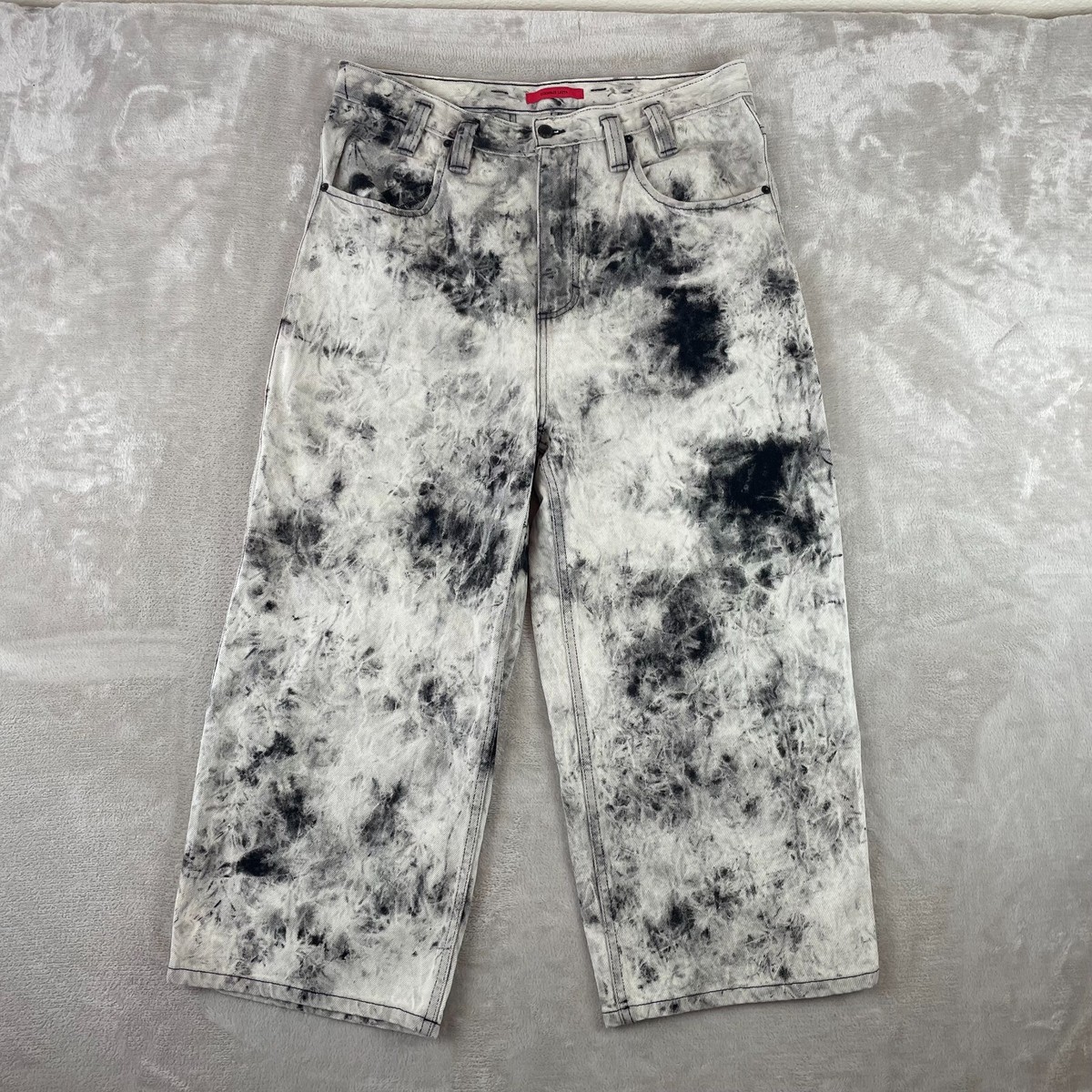 Eckhaus Latta Jeans Women 32x22.5 White Black Enzyme Wahsed Ultra 