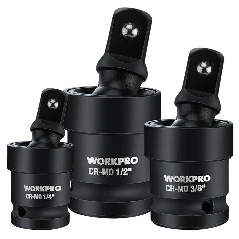 WORKPRO Impact Universal Joint Sets 3PCS 1/2" 3/8" 1/4" Dr Swivel Socket Adapter - Image 2 of 4