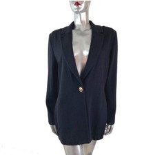 St John Black Blazer Jacket Knit Cardigan Classic Chic Basics Us 8 Uk 12