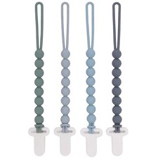 4-Pack Silicone Pacifier Clips with One-Piece Beads for Baby Boys and Girls