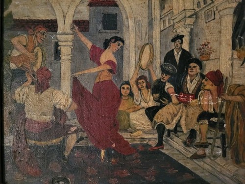 Vintage c1930s flamenco signed painting on canvas