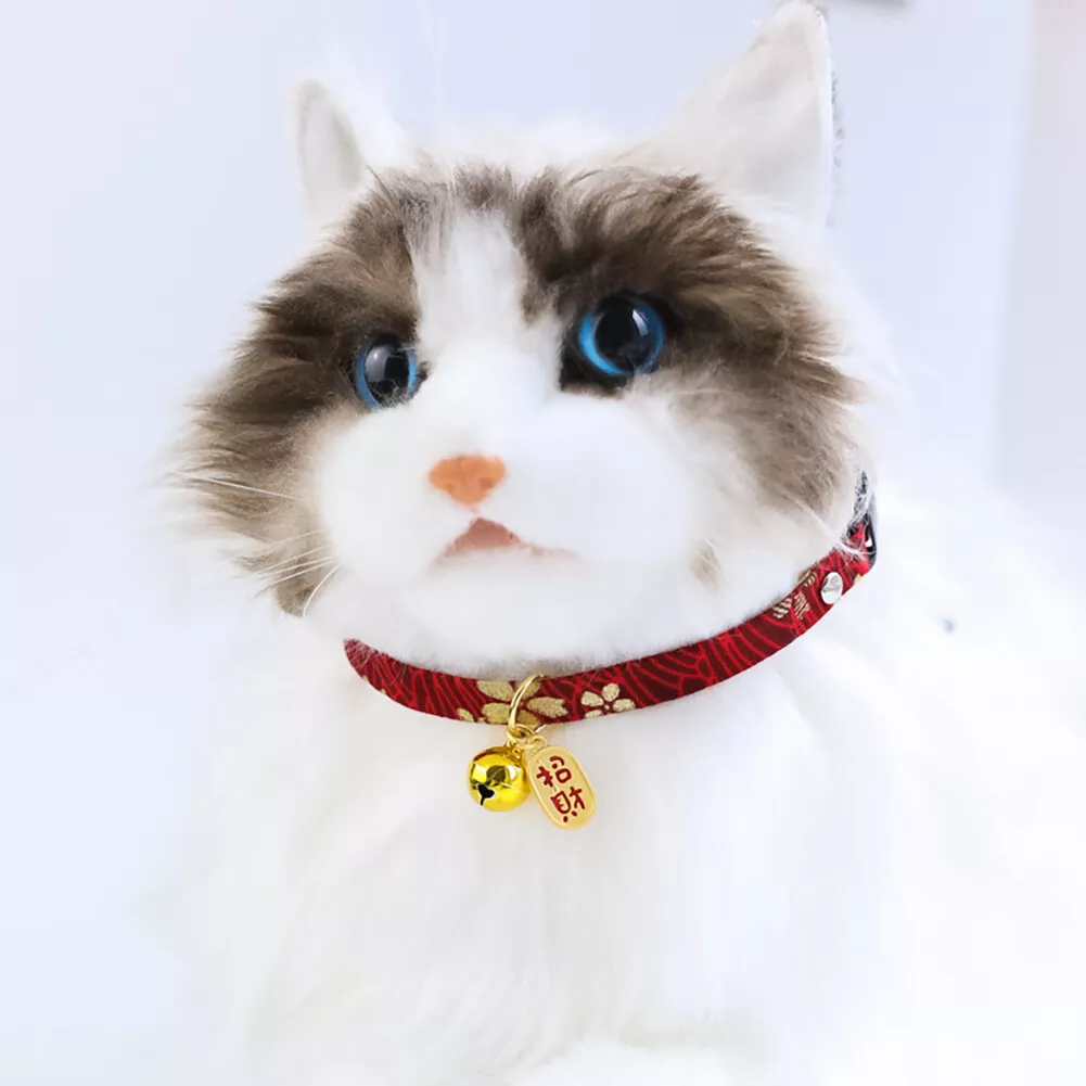 Japanese Style Adjustable Cat Collar with Bell Necklace Cute Pet Cat Dog  Pendant