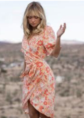 Roxy Champagne Beach Wrap Dress- Women's Small