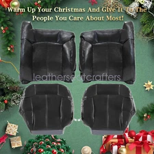 Front Leather Seat Cover Dark Gray Fits 1999-2002 GMC Sierra Chevy Silverado