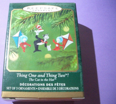 THING ONE&THING TWO&THE CAT IN THE HAT Hallmark Keepsake Ornament Miniature 2001