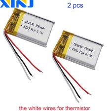2pcs 3.7V 250mAh 0.925Wh Li Battery Li-ion Cell 3-Wires NTC Thermistor 502030