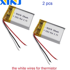 2pcs 3.7V 250mAh 0.925Wh Li Battery Li-ion Cell 3-Wires NTC Thermistor 502030