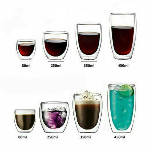 Double Walled Insulated Glasses Thermal Coffee Tea Cups Glass Mug Party Supply - Picture 3 of 17
