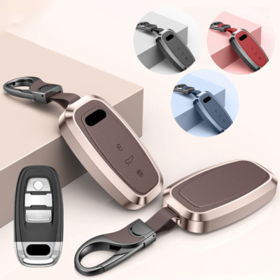 Aluminum Alloy Leather Car Key Case Cover For Audi S3 TT Q3 Q5 Q7 A4 A5 A6 A7 A8