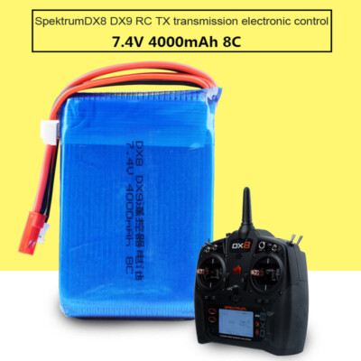 7.4V 4000mAh Lipo Battery JST JR Plug for Spektrum DX9 DX8 DX7 DX6E Transmitter