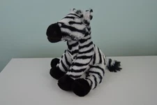 Adventure Planet Zebra Plush Stuffed Animal Sitting Seated 9.5" Black White