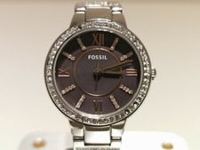 BEAUTIFUL LUXURY GENUINE LADIES ALL ST.STEEL QUARTZ WATCH "FOSSIL" WITH STONES
