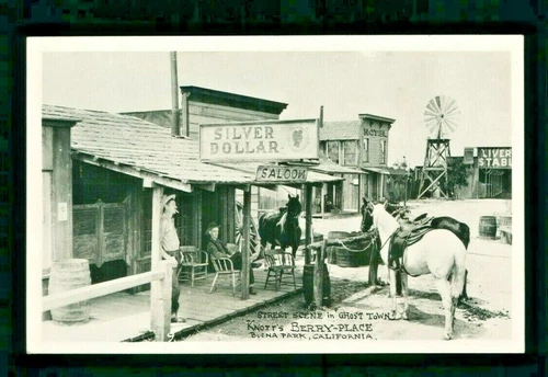 Postcard Knott's Berry Farm Silver Dollar Saloon Ghost Town Street Scene. KBF