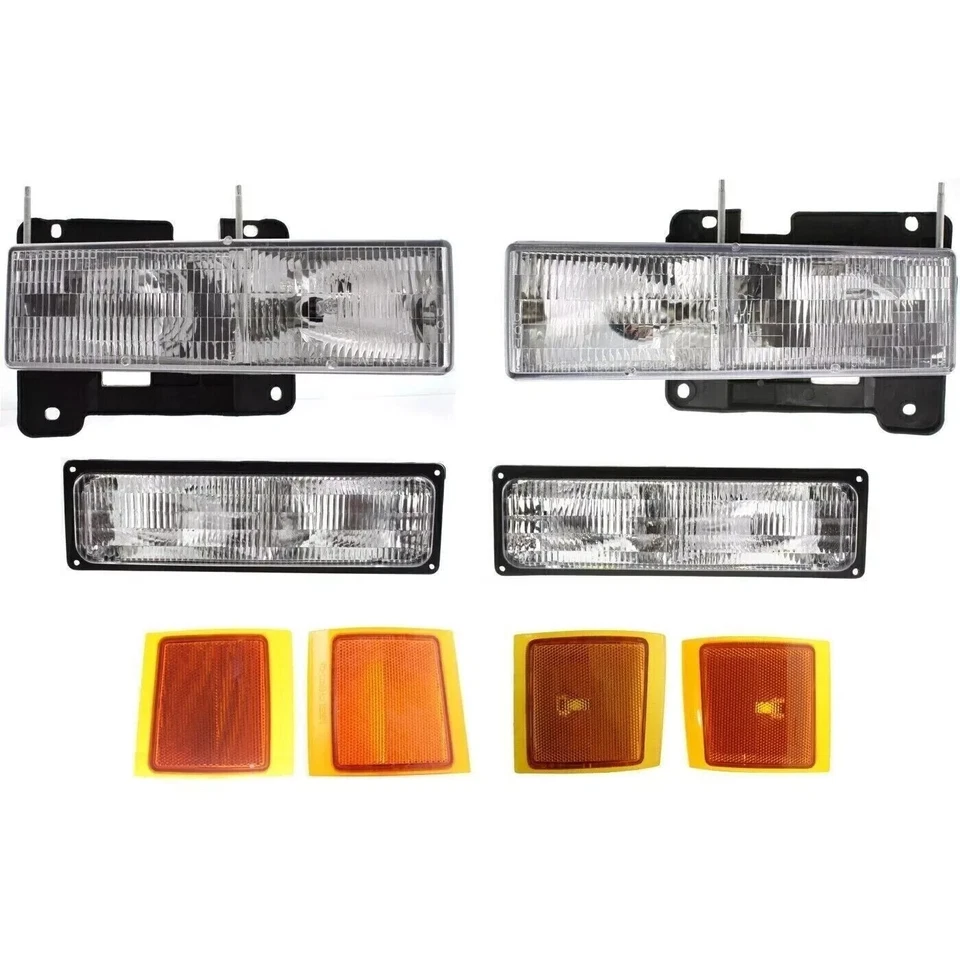 Front Grille Chrome & Headlight Assembly Kit For 1994-1999 Chevrolet C/K Series Foto 2 de 4