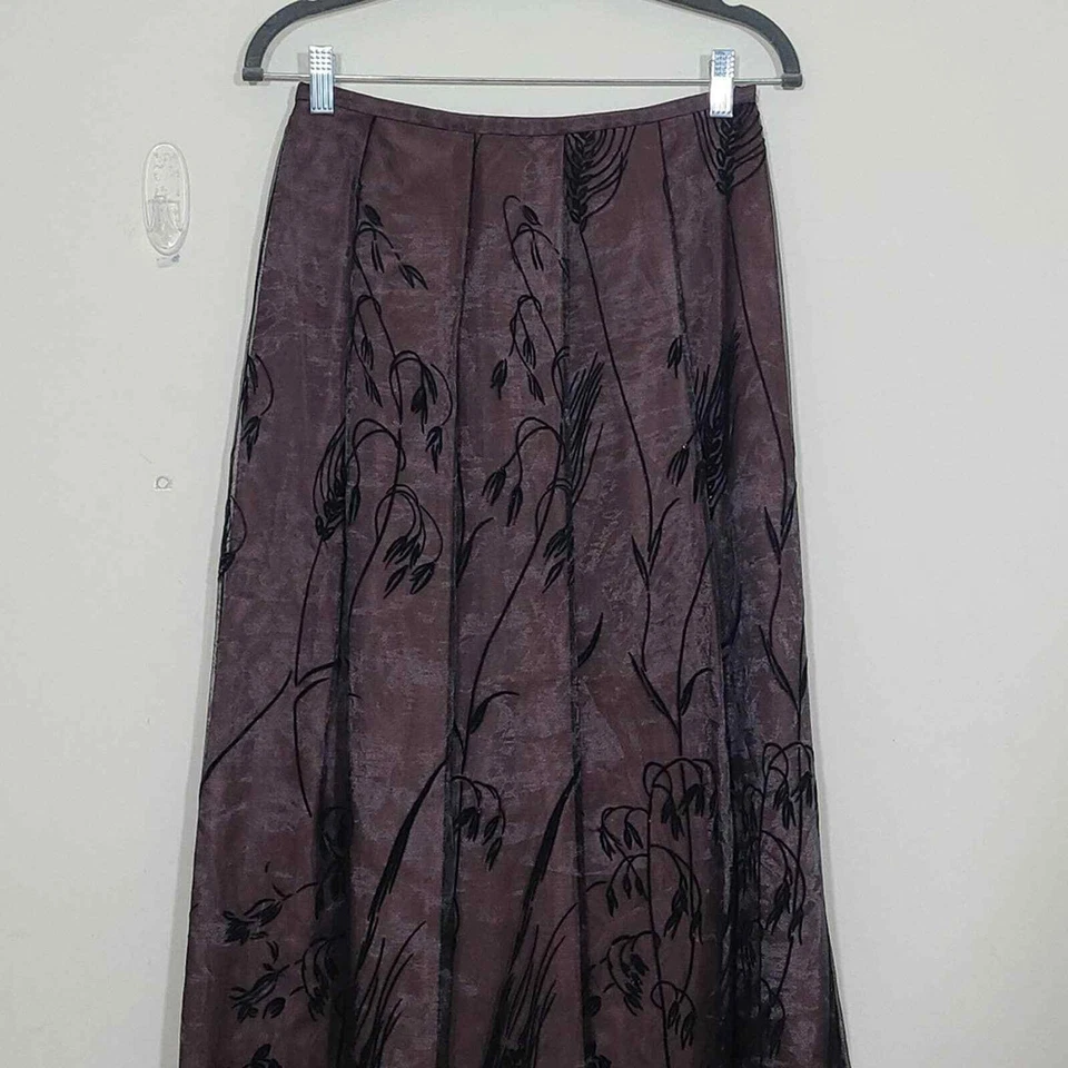 Maxi Falda David Meister Bordada Marrón/Negro Talla 6 Foto 2 de 4