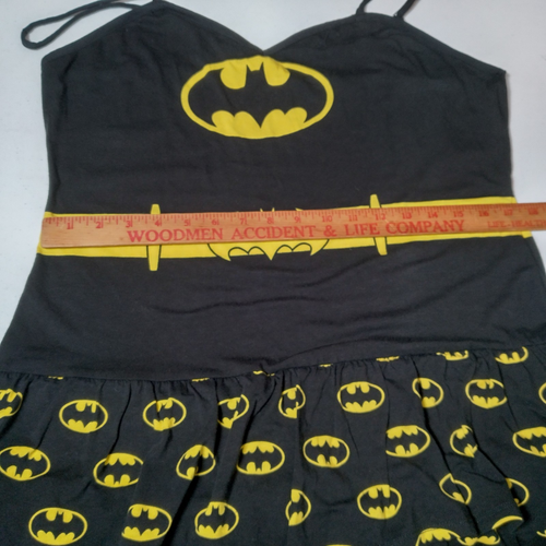 DC Comics Batgirl camicia da notte XXL camicia con volant nero giallo Batman senza maniche - Foto 10 di 11
