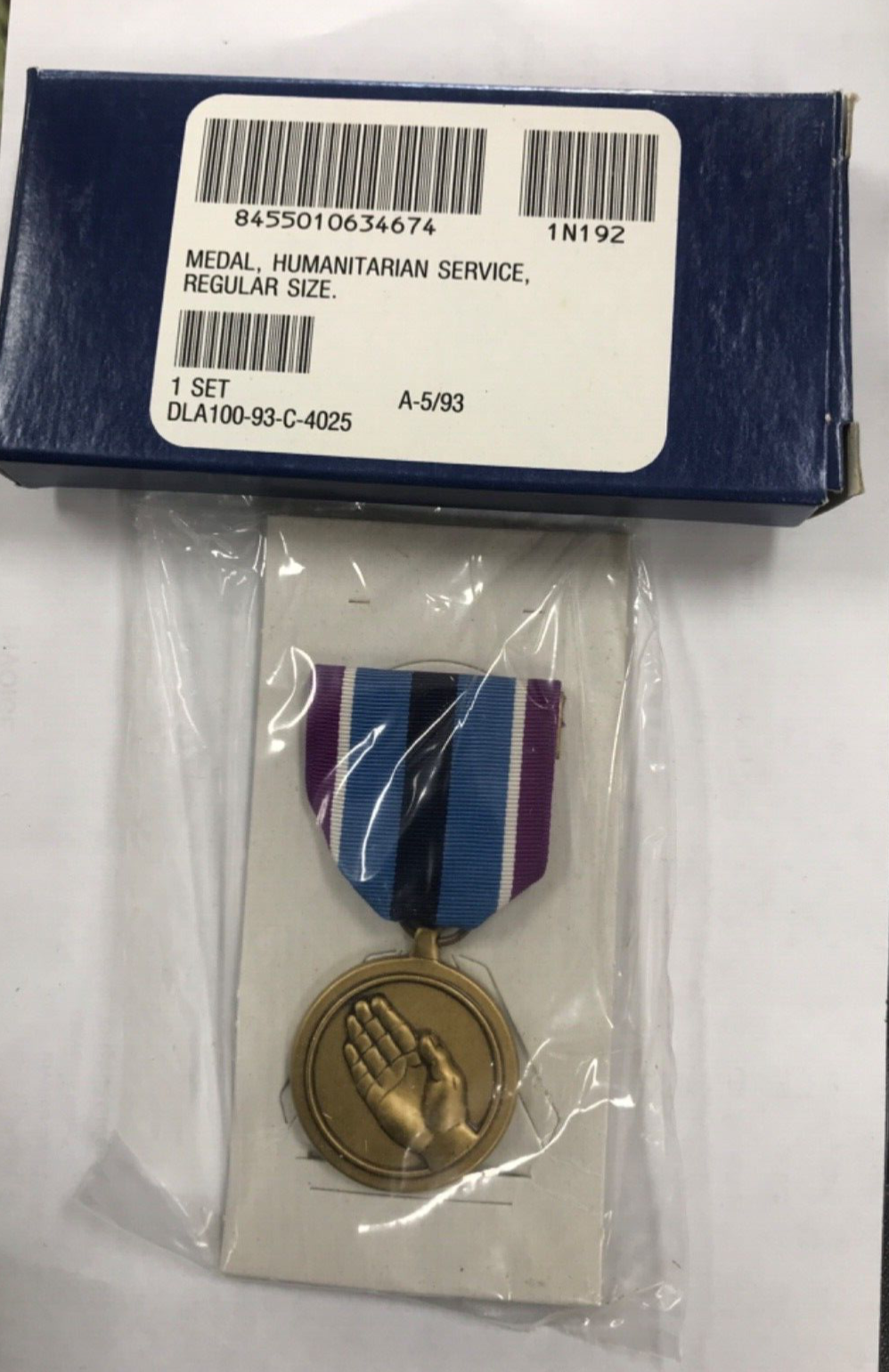 US Military Humanitarian Service Medal NSN 8455-01-063-4674 for Recognition